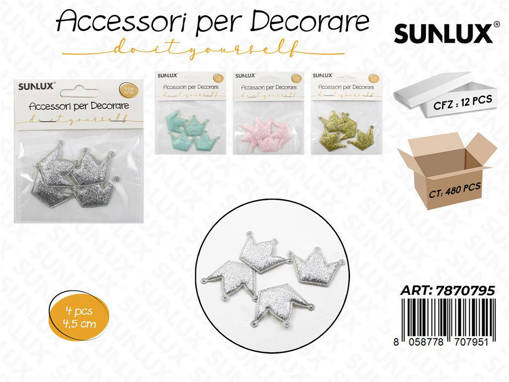Sunlux Acc. Per Dec. Glitter Ass. 4Pcs 4.5Cm /Pz Da 12**