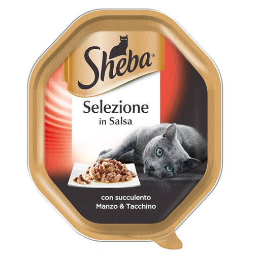 Sheba Selezione in Salsa, 85 gr, Manzo e Tacchino