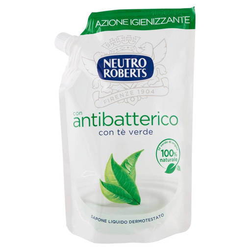 Roberts Sapone Liquido Ecoricarica Antibatterico con Tè Verde 400 ml