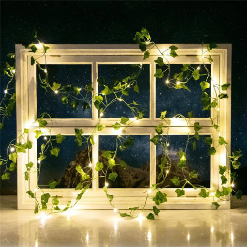 Aigostar Piante artificiali luminose solari, edera lineare 2m+5m 50LED