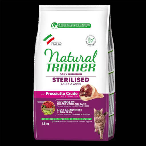 Natural Trainer Gatto Sterilizzato 1,5 kg con Prosciutto