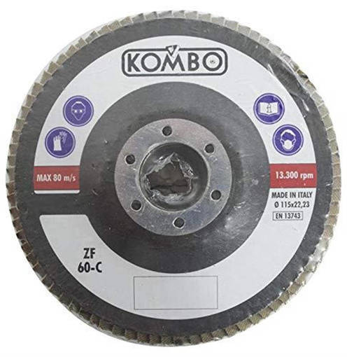Kombo Set 2 Dischi Abrasivi Per Smerigliatura Superfici In  Metallo, Diam.115Mm Sp.5Mm, Foro Da 22,23 Grana #60-  Made  In Italy