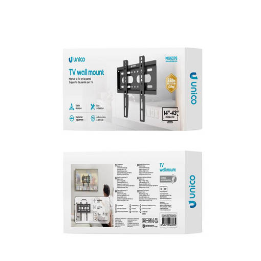 Unico MU6376 Applicable to 14-43 inches, load-bearing 25KG TV wall mount, black ROHS