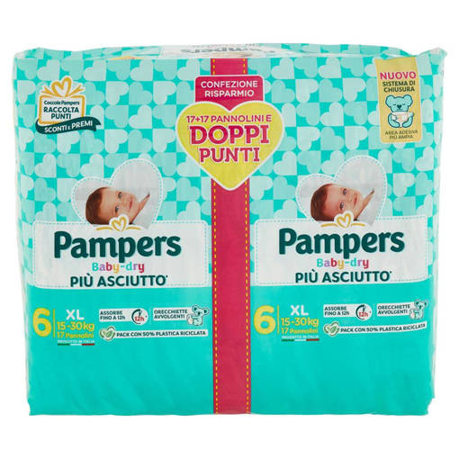 Pampers Baby Dry XL Taglia 6, 34 Pannolini