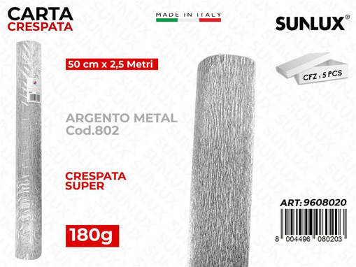 Sunlux - Carta Crespata 802 180G 50*250Cm Arg. Metal /Pz Da 5** 9608020
