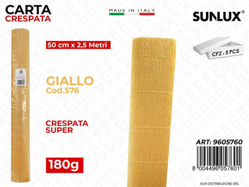 Sunlux - Carta Crespata 576 180G 50*250Cm Giallo /Pz Da 5** 9605760