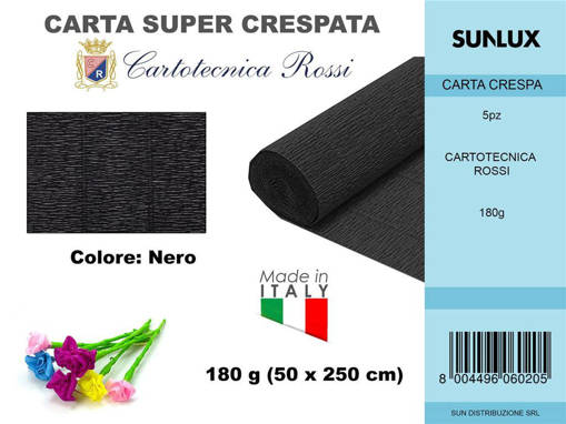 Sunlux - Carta Crespata 602 180G 50*250Cm Nero /Pz Da 5** 960602
