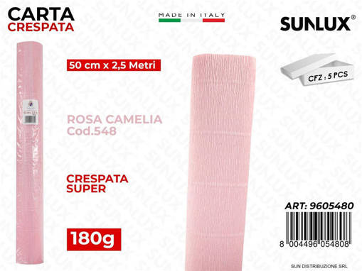 Sunlux - Carta Crespata 548 180G 50*250Cm Rosa Camelia /Pz Da 5** 9605480