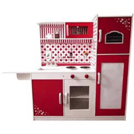 Giocheria - GIOCHI DI CASA - Cucina con Me ROSSA in Legno  110x118x34 GGI190250