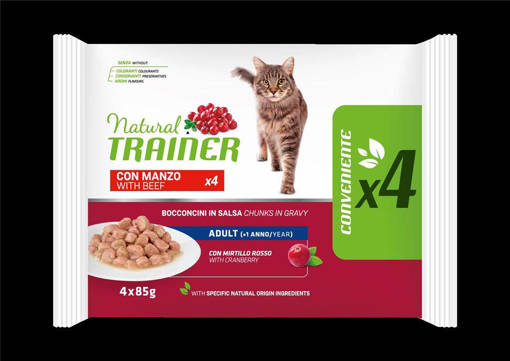 Natural Trainer Gatto Adulto 4*85 g, Manzo