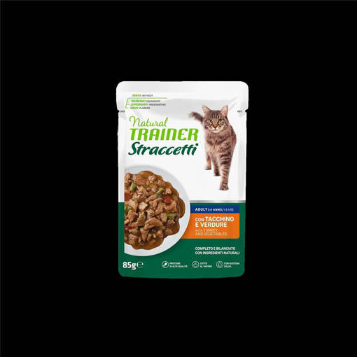 Natural Trainer Straccetti Gatto Adulto 85Gr con Tacchino e Verdure