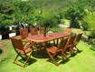 Tavolo allungabile180X240X100 in Legno di Acacia Ovale doppio bordo AC805084-DB
