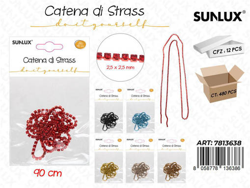 Sunlux Catena Strass Col. Ass. 90Cm /Pz Da 12**