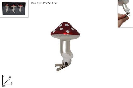 Funghi Vetro C/Pinzetta Rosso St 3Pz In Box