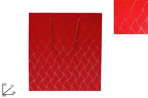 Busta Regalo 26X32X12 Effetto Trapunta Rosso Oro