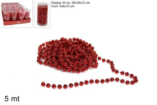 Catena Perle Decorativa 5Mt In Display Rosso Art.
