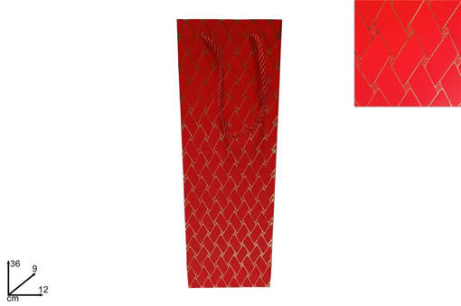 Busta Regalo 12X36X9 Effetto Trapunta Rosso Oro