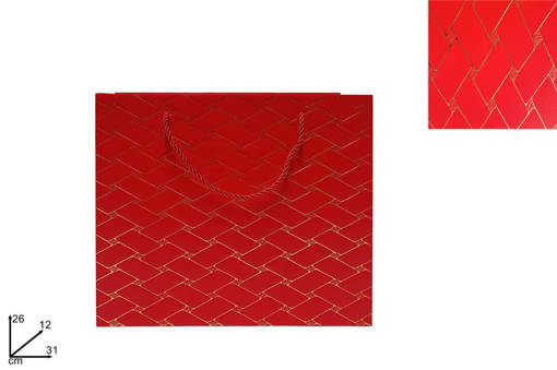Busta Regalo 31X26X12 Effetto Trapunta Rosso Oro