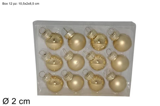 Palline Vetro 2Cm Set 12Pz Oro Yj24048G