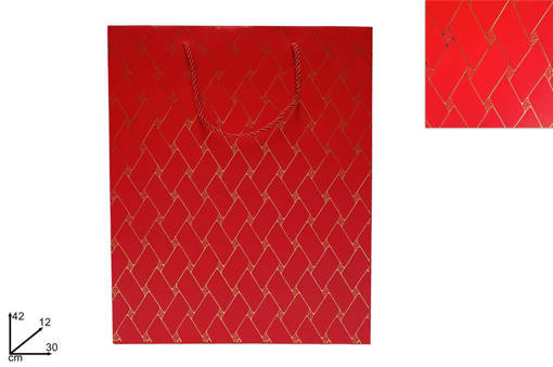 Busta Regalo 30X42X12 Effetto Trapunta Rosso Oro