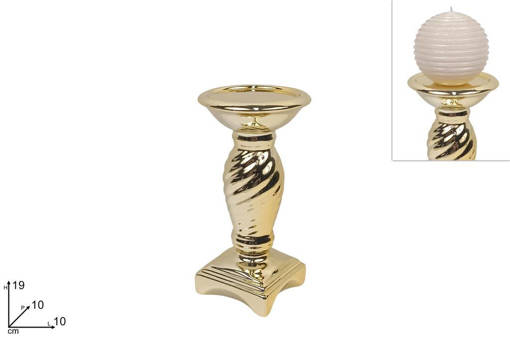 Portacandela Ceramica 19Cm Oro