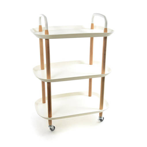 Mercury  Carrello 3 Ripiani In Legno E Plastica Bianco H.82X57X36Cm