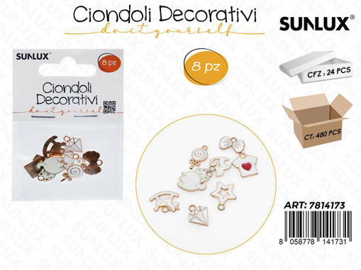 Sunlux Ciondoli Dec. Bianco 8Pcs Ass.