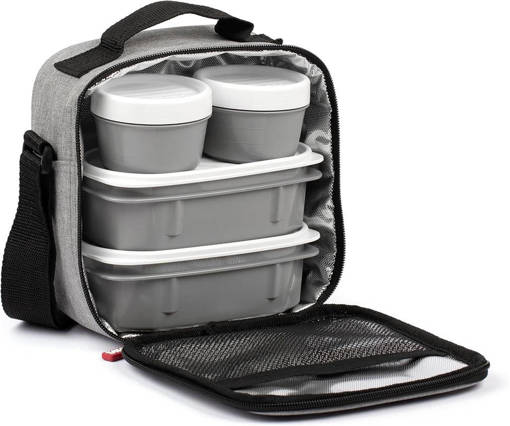 Tatay Kit Urban Food Casual Denim Grigio Srp (Borsa Ermetica 100% Poliestere + 2 Contenitori Ovale O,5L E 2 Contenitori C-Tappo A Vite 0,2L, Misure Srp: L 35 X P 22,5 X H 23,5 Cm, Misure Articolo: L 22,5 X P 10 X H 22 Cm) New Luglio 2024