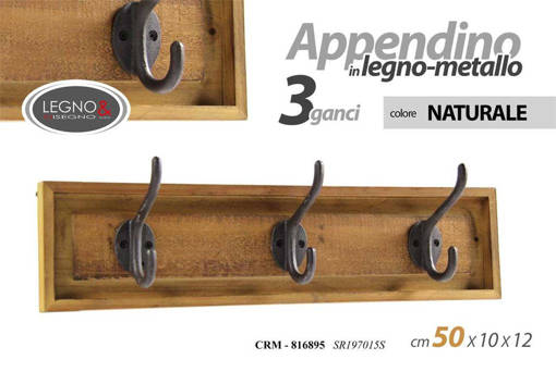 Legno&Disegno APPENDINO 3 GANCI 50*10*12 SR197015S