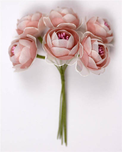 36PZ Mini Rosa In Tessuto E Petalo Organza Diam.4 Cm
