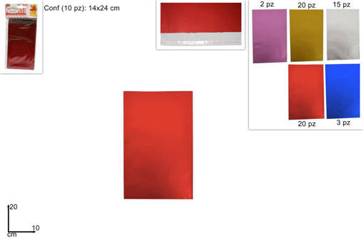 BUSTE REGALO SATINATE 10X20 CM. 10PZ 5 COL. JL17-MSTGD1020Ç