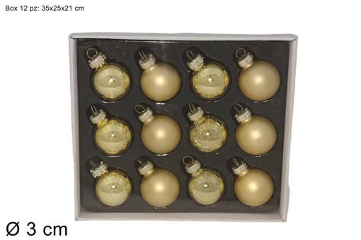 Palla Vetro 3Cm Set 12Pz Oro In Box Yj24046G