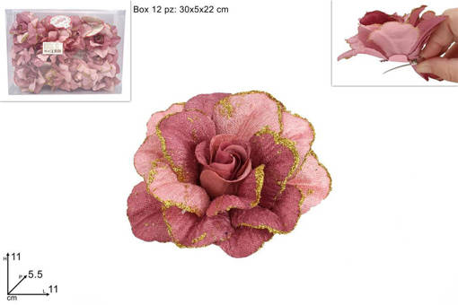 Pinzone Fiore Rosa C/Glitter Oro 2019312