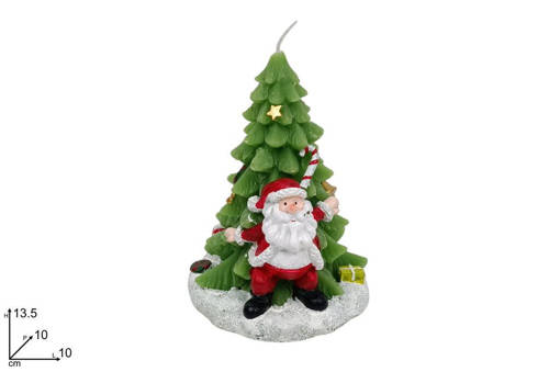 Candela Albero Verde Con Babbo Natale 13,5 Cm
