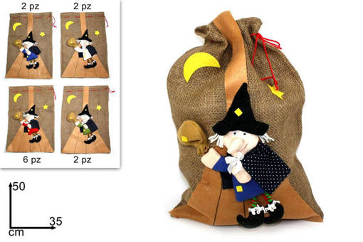 Sacco Juta C/Befana 50X35Cm 4 Col.Btd031-1,3,2,4