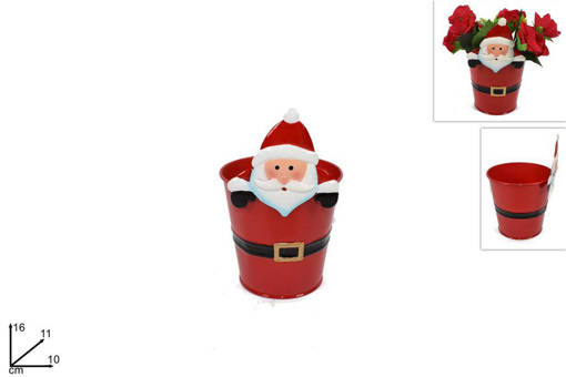 SECCHIELLO PORTAPIANTA BABBO NATALE LATTA 16CM SY6171