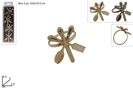 Anelli  Portatovaglioli 'Posate' Set 4 Pz In Box Pvc