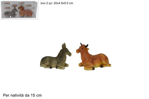 BUE E ASINELLO SET 2PZ IN BOX PVC (PER NATIVITA' 15CM)58503A,S/2