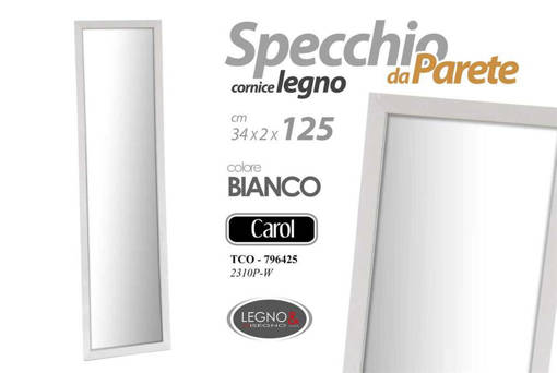 Legno&Disegno Specchio da Parete, Bianco, 30*1,5*120 cm