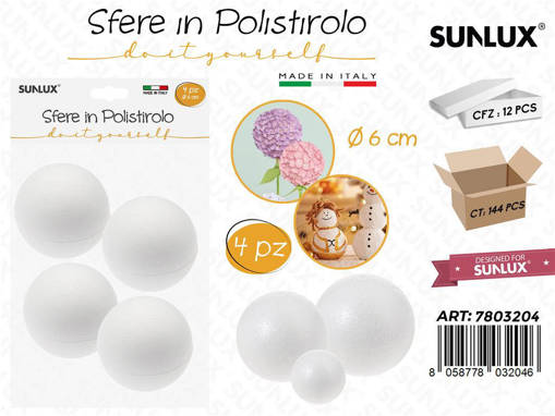 /Sfera Polistirolo 4Pcs D.6Cm
