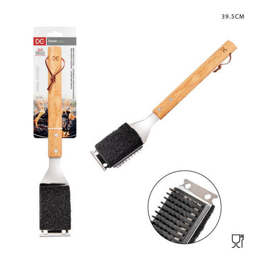 Dc Casa Spazzola Doppia Bbq M/Legno 39.5Cm