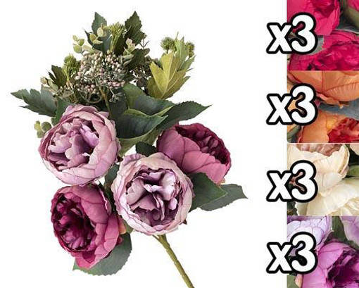 BUSH PEONIE ELEGANT FRONTALE 48CM 4 ASS.
