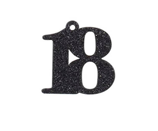 Cupido 12 Pezzi Deco 18 Legno Glitter Nero App, 28807