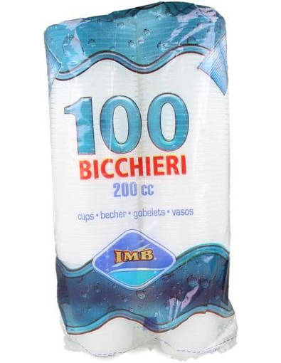  IMB Bicchieri Plastica 200ml ACQUA X 100 BIANCO