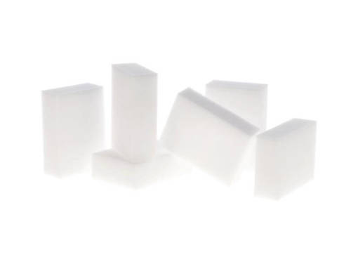 S/6 100% melamine foam cm. 10 x 7 x h. cm. 3 in printed PET & CPP bag