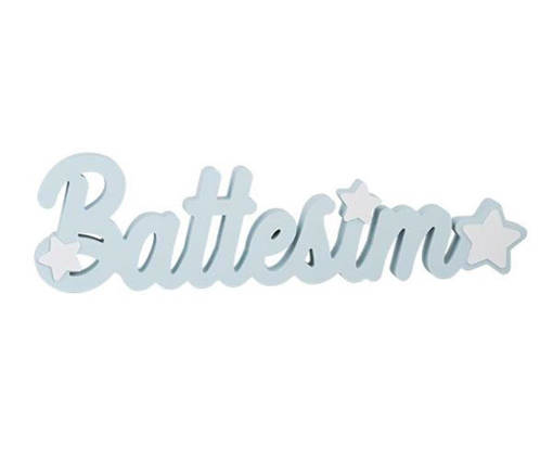 1PZ Cupido  Scritta Battesimo Legno Azzurr, 28790