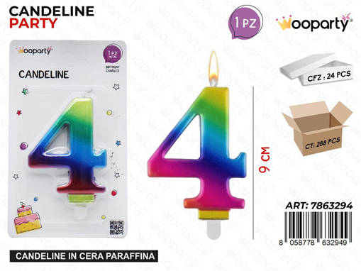 Wooparty Wooparty Candeline Multicolor N.4 9Cm