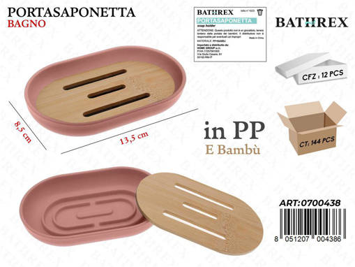 Bathrex L.Bambu' Porta Saponetta Rosa Cipria