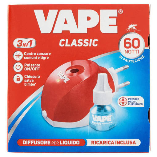 Vape Elettroemanatore Liquido + Ricarica Classica 60 Notti