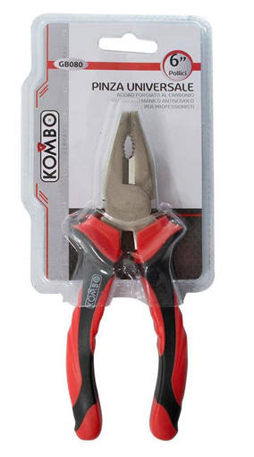 Kombo Pinza Universale Professionale Dim.160Mm, Manico  Ergonomico Antiscivolo, In Acciaio Forgiato Al Carbonio, Finitura Sabbiata